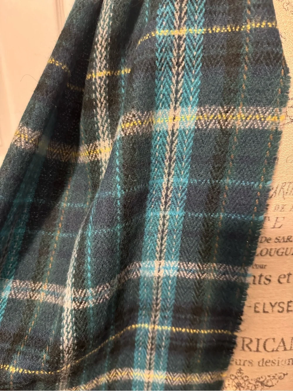 H&M Classic Teal Plaid Acrylic Scarf